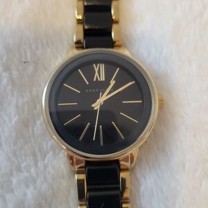 Anne Klein Women's Black & Gold Watch - Elegant Minimalist Design